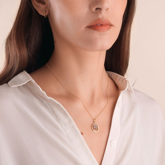 18ct Gold & Diamond Initial R Pendant | Annoushka jewelley
